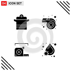 Pixle Perfect Set of 4 Solid Icons. Glyph Icon Set for Webite Designing and Mobile Applications Interface