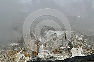 Piz BoÃÂ¨ lunar dolomite peaks, Sellaronda UNESCO, Trentino, Italy photo