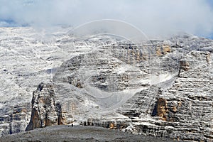 Piz BoÃÂ¨ lunar landscape on dolomite, Sellaronda UNESCO, Trentino photo