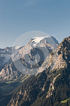 Piz Russein peak and Biferten Glacier in the Glarus Alps, Switzerland