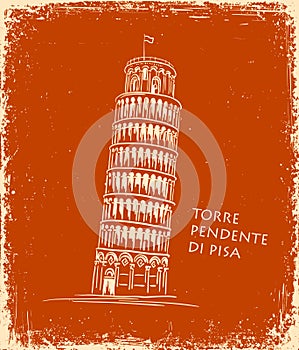 Piza Tower, vector illustration, travel concept