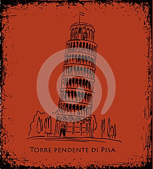 Piza Tower, vector illustration, travel concept