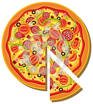 Ilustración vectorial de una pizza.