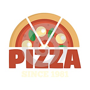 Pizza since 1981 logo, flat style