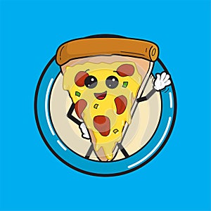 Cute pizza mascot vector design photo