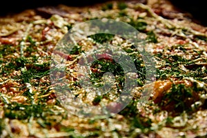 Pizza background - macro shot delicious italian pizza