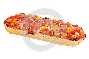 Pizza baguette with ham