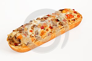 Pizza baguette with mushrooms