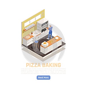 Pizza Baking Isometric Composition