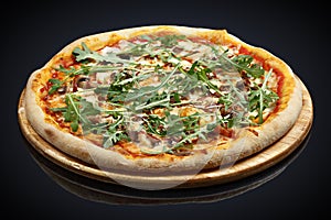 Pizza BBQ with arugula