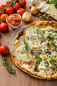 Pizza Bianco with Rosemary and Pancetta photo