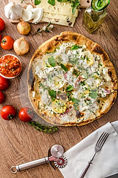 Pizza Bianco with Rosemary and Pancetta photo