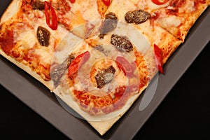Pizza on black background