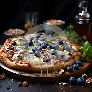 Pizza with blueberries and cheese