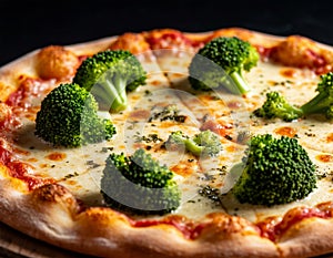 Pizza with broccoli, AI generated.
