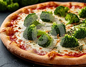 Pizza with broccoli, AI generated.