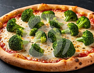 Pizza with broccoli, AI generated.