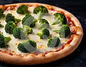 Pizza with broccoli, AI generated.