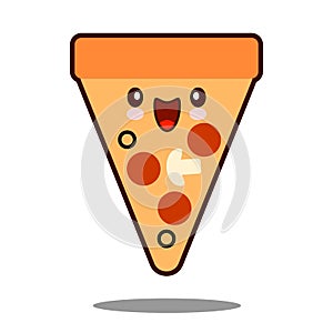 Pizza cartoon character icon kawaii fast food Flat design