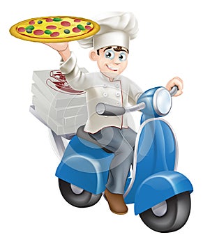 Pizza chef moped delivery