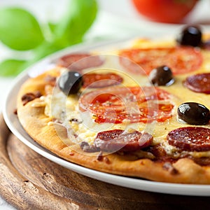 Pizza with Chorizo Salami photo