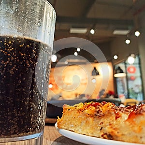 Pizza with cold drink combination