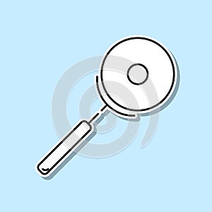 Pizza cutter sticker icon. Simple thin line, outline vector of kitchen icons for ui and ux, website or mobile application