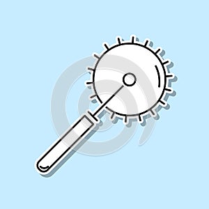 Pizza cutter sticker icon. Simple thin line, outline vector of kitchen icons for ui and ux, website or mobile application