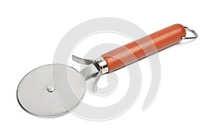 Pizza cutter with wooden handle