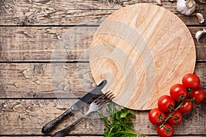 Pizza cutting board template with empty space for advertising design