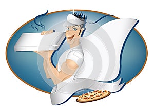 Pizza delivery boy with copy space