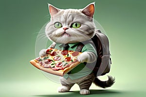 pizza delivery man, hardworking cat delivers pizza