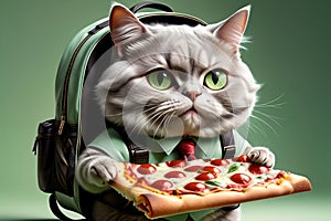 pizza delivery man, hardworking cat delivers pizza