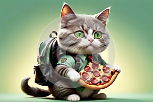 pizza delivery man, hardworking cat delivers pizza