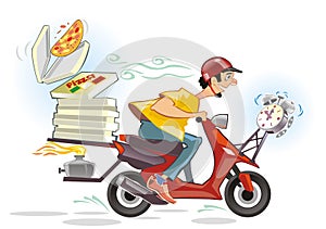 Pizza delivery service cartoon