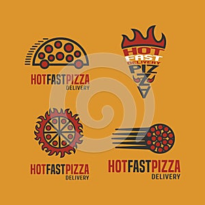 Pizza delivery set of vector logo