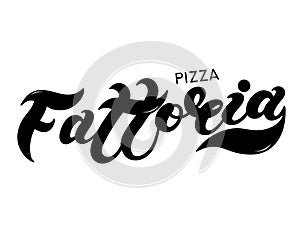 Pizza Fattoria. The name of the type of Pizza in Italian. Hand drawn lettering photo