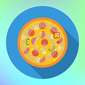 Pizza flat icon long shadow