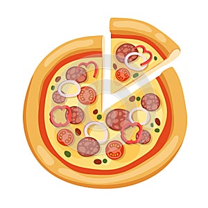 Pizza flat icons on white background