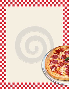 Pizza Flyer Red White Checker Beige Board