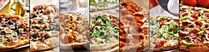 Pizza food collage with different styles