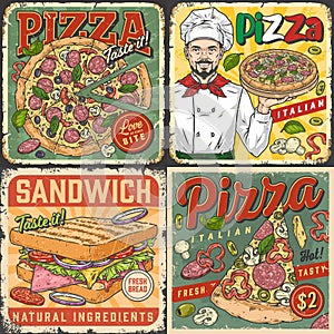 Pizza food set flyers colorful