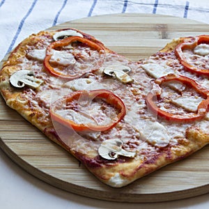 Pizza in the form of a heart