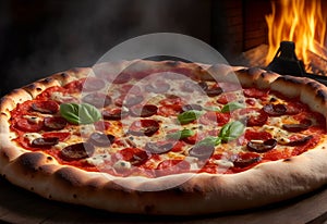 Pizza fresh from the woodfired. Generative AI