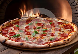 Pizza fresh from the woodfired. Generative AI