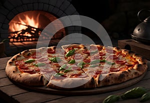 Pizza fresh from the woodfired. Generative AI