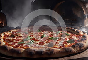 Pizza fresh from the woodfired. Generative AI