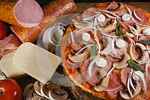 Pizza gourmet, recipe and ingredients, italian food