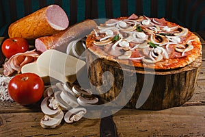 Pizza gourmet, recipe and ingredients, italian food