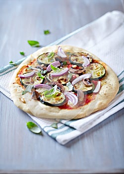 Pizza with grilled zucchini